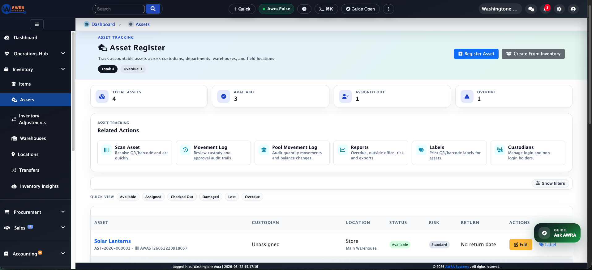 Asset tracking dashboard